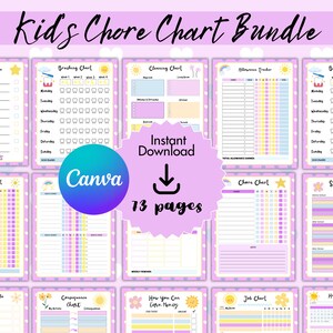 Chore Chart for Kids | Kids Chore Chart | Editable Chore Chart | Weekly Chore Chart | Kids Routine Chart | Printable Chore