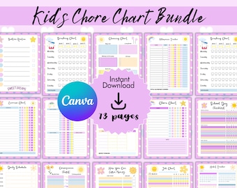 Chore Chart for Kids | Kids Chore Chart | Editable Chore Chart | Weekly Chore Chart | Kids Routine Chart | Printable Chore