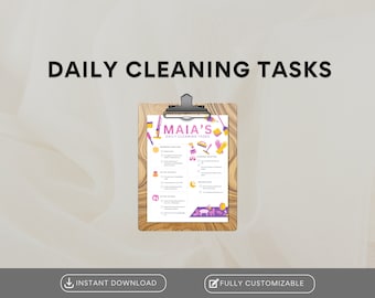 Daily Cleaning Tasks | Daily Cleaning Task | Editable Kids Cleaning Checklist | Kids Cleaning Instructions | Cleaning Printable