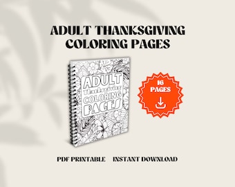 Libro para colorear de Acción de Gracias para adultos / Hojas para colorear de Acción de Gracias / Páginas para colorear de Acción de Gracias para adultos / Página para colorear de Acción de Gracias