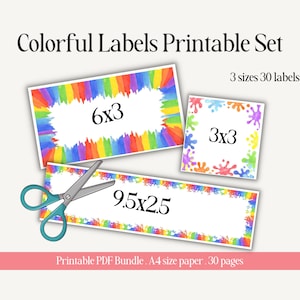 Printable Colored Labels | Printable Label | Storage Labels | Jar Label Template | Canva Label Template | Kitchen Labels | Label Template