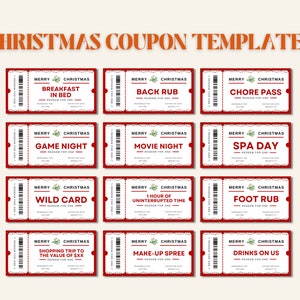 Weihnachtsgeschenkgutscheine | Weihnachts Couponbuch | Weihnachtsgutschein-Gutschein | Bearbeitbare Weihnachtsgutscheine | Druckbare Gutscheine | Weihnachtsgeschenk