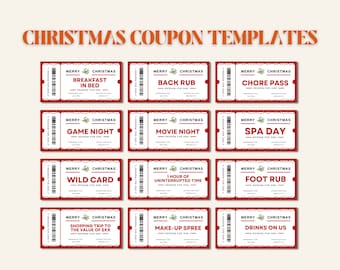 Cuponero navideño / Certificado de regalo imprimible y editable (plantilla de Canva)
