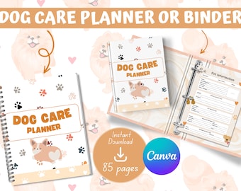 Dog Daily Planner | Daily Planner Dogs | Pet Care Planner | Puppy Planner | Dog Care Planner | Dog Training Planner | Pet Health Record