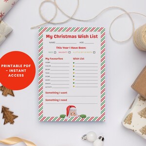 Kinder Weihnachtswunschliste | Wunschliste Printable | Weihnachtswunschliste für Kind | Weihnachtswunschliste zum Ausdrucken | Urlaub Wunschliste