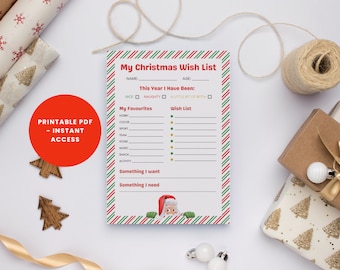 Lista dei desideri di Natale per bambini/Lista dei desideri stampabile/Lista dei desideri di Natale per bambini/Lista dei desideri di Natale stampabile/Lista dei desideri delle vacanze
