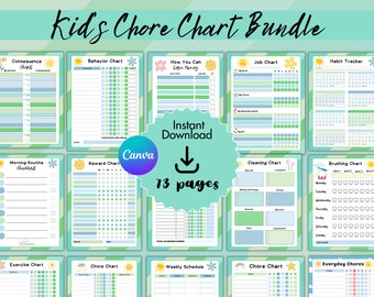 Chore Chart for Kids | Kids Chore Chart | Editable Chore Chart | Weekly Chore Chart | Kids Routine Chart | Printable Chore