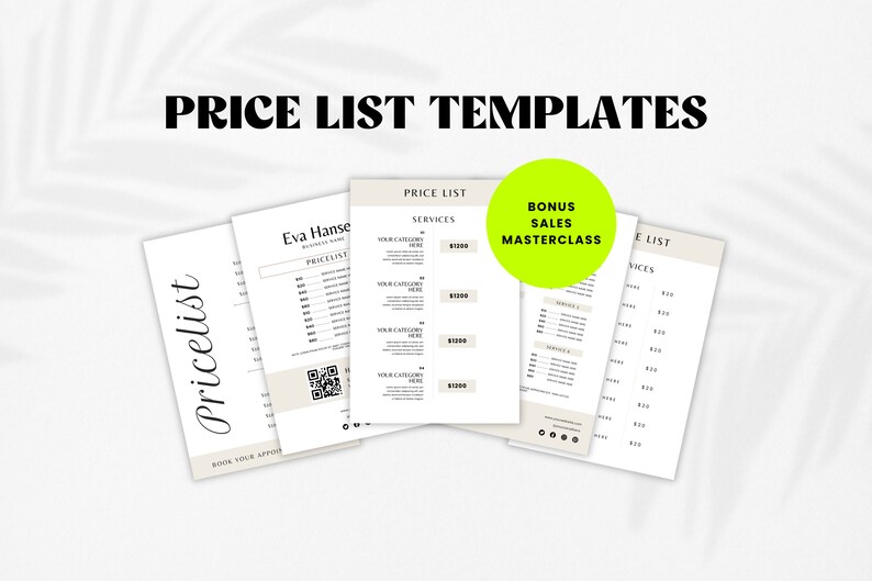 Price List Template Price List Template for Small Business Etsy