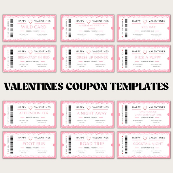 Editable Valentines Voucher Template | Love Coupon Template | Fun Gift Ideas | Valentines Editable Coupon | Printable Coupon Canva Template