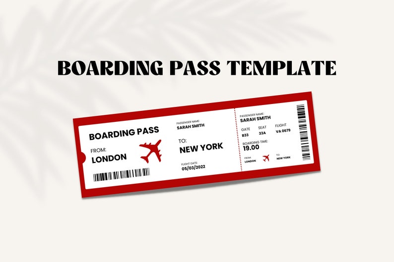 Fake Plane Ticket Template Plane Ticket Printable Template Etsy