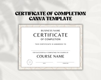 Printable Certificate of Completion | Certification of Completion Download | Certificate of Completion Template Editable | Certificate Canva