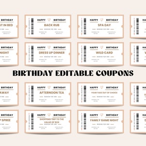 Coupon d'anniversaire | Modèle de livre de coupons d'anniversaire | Modèle de coupon d'anniversaire | Coupons Imprimable | Bon d'anniversaire | Bon d'achat imprimable