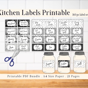 Keukenstickerlabels | Etiketten voor keukenorganisatie | Bewerkbare keukenlabels | Canva keukenlabel | Pantry-etiketten | Kruidenetiketten