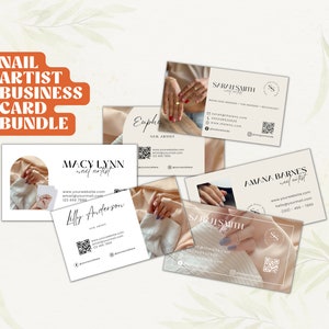 Business Cards Template Canva for Nails | Nail Tech Business Cards | Business Card Template Canva Nails | Nail Salon Business Cards