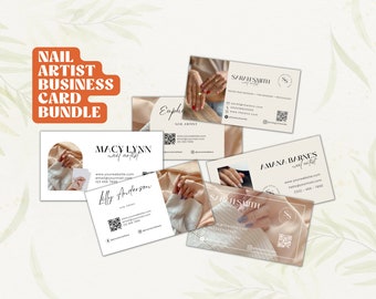 Business Cards Template Canva for Nails | Nail Tech Business Cards | Business Card Template Canva Nails | Nail Salon Business Cards