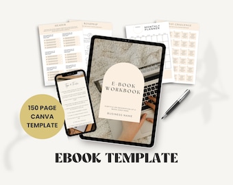 Minimalist eBook Template Canva | 150 Page Workbook (Digital Download)