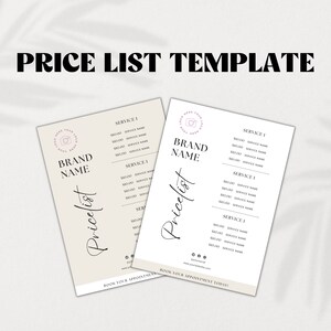 Price List Template | Price List Template for Small Business | Price List Editable Template | Price List Template Editable | Nail Price List