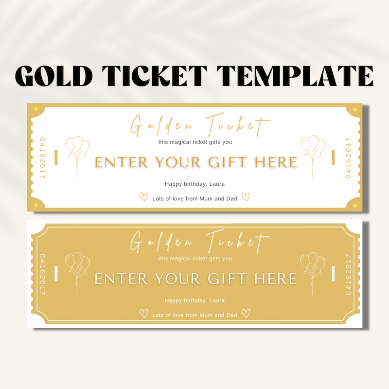 Golden Ticket Template Etsy