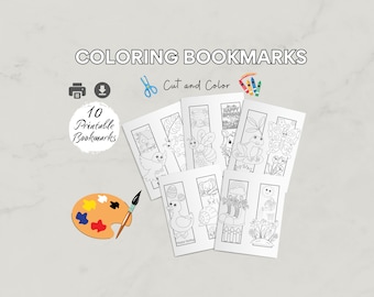 Coloring Bookmarks | 10 Cute Kids Designs (Printable PDF)