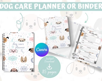 Dog Daily Planner | Daily Planner Dogs | Pet Care Planner | Puppy Planner | Dog Care Planner | Dog Training Planner | Pet Health Record