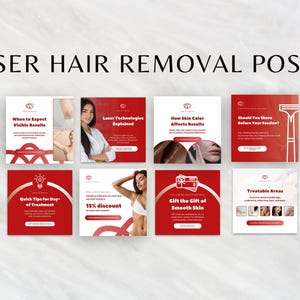 Laser Hair Removal Instagram Template | Canva Template | Hair Removal Posts | Laser Hair Template | Social Media Posts