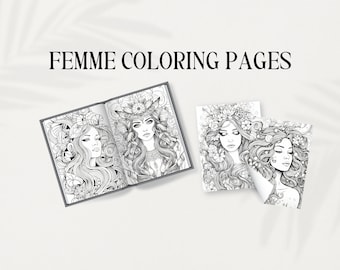 Ausmalbilder Erwachsene | Druckbare Färbung | Malbuch für Erwachsene | Fantasie Färbung | Femme Färbung | Frau Malbuch | Malbuch