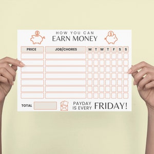 How To Earn Money Chore Chart | How To Earn Money | Chore Chart with Money | Printable Chore Chart With Money | Chore Chart Money