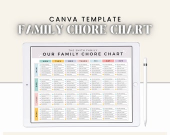Editable Family Chore Chart | Weekly Kids Schedule (Canva Template)