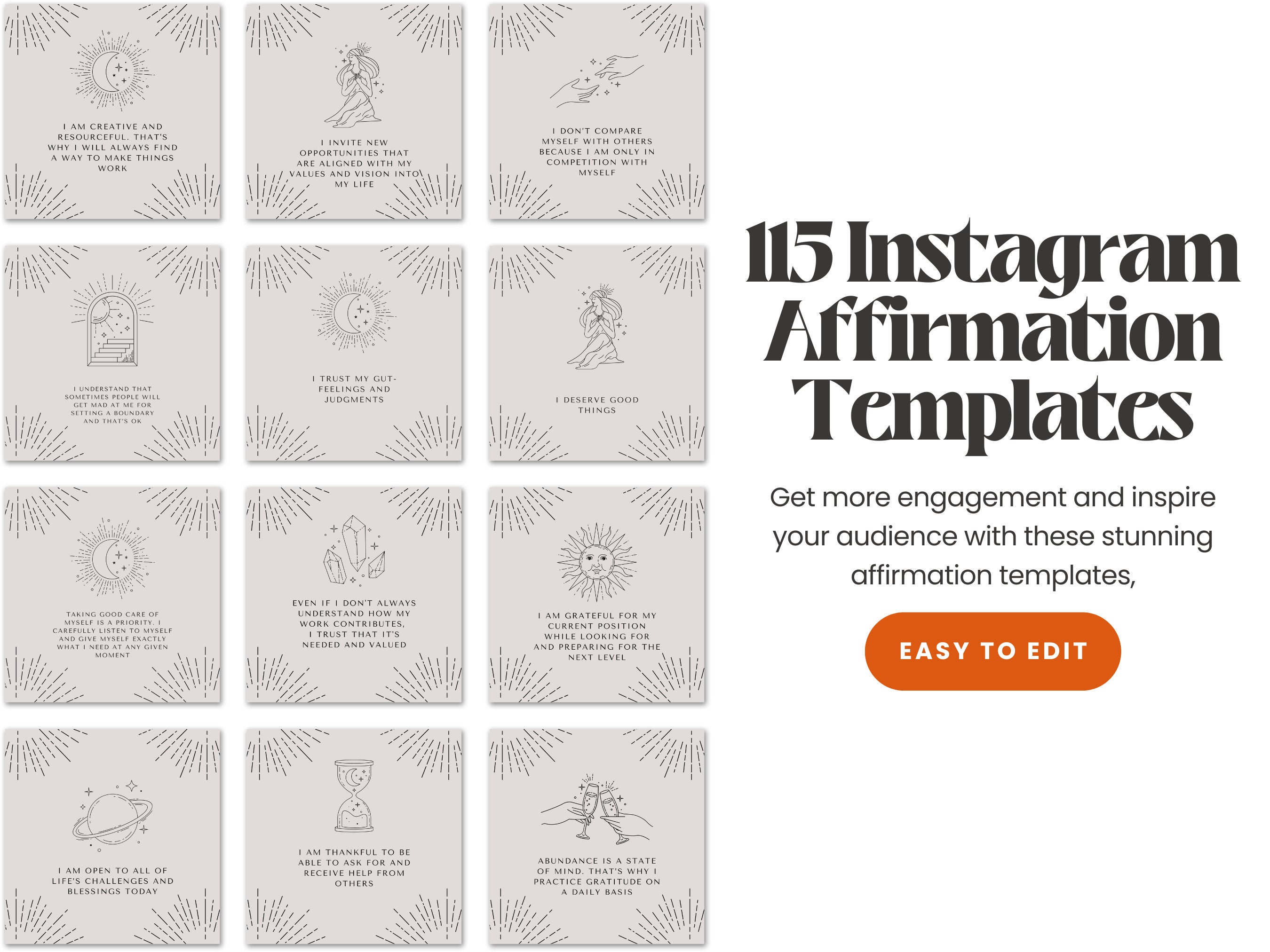 115 Affirmation Instagram Post Templates | Canva Editable (PDF) - Etsy