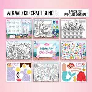 Mermaid Printable | Mermaid Coloring Printables | Mermaid Party Crafts | Mermaid Crafts for Kids | Mermaid Craft Kits | Mermaid DIY Kit