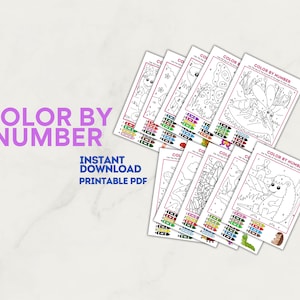 Spring Color by Number Worksheets | Spring Kids Coloring Pages | Spring Printable | Spring Activities