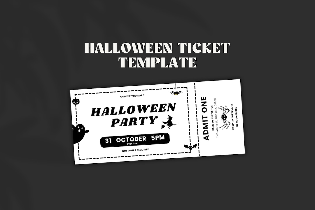 Halloween Invitation Ticket Halloween Tickets Halloween Ticket