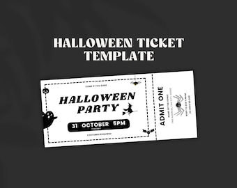 Halloweeninbjudningsbiljett | Halloweenbiljetter | Halloweenbiljettinbjudan | Halloween-skräckkvällsbiljett | Redigerbar biljett