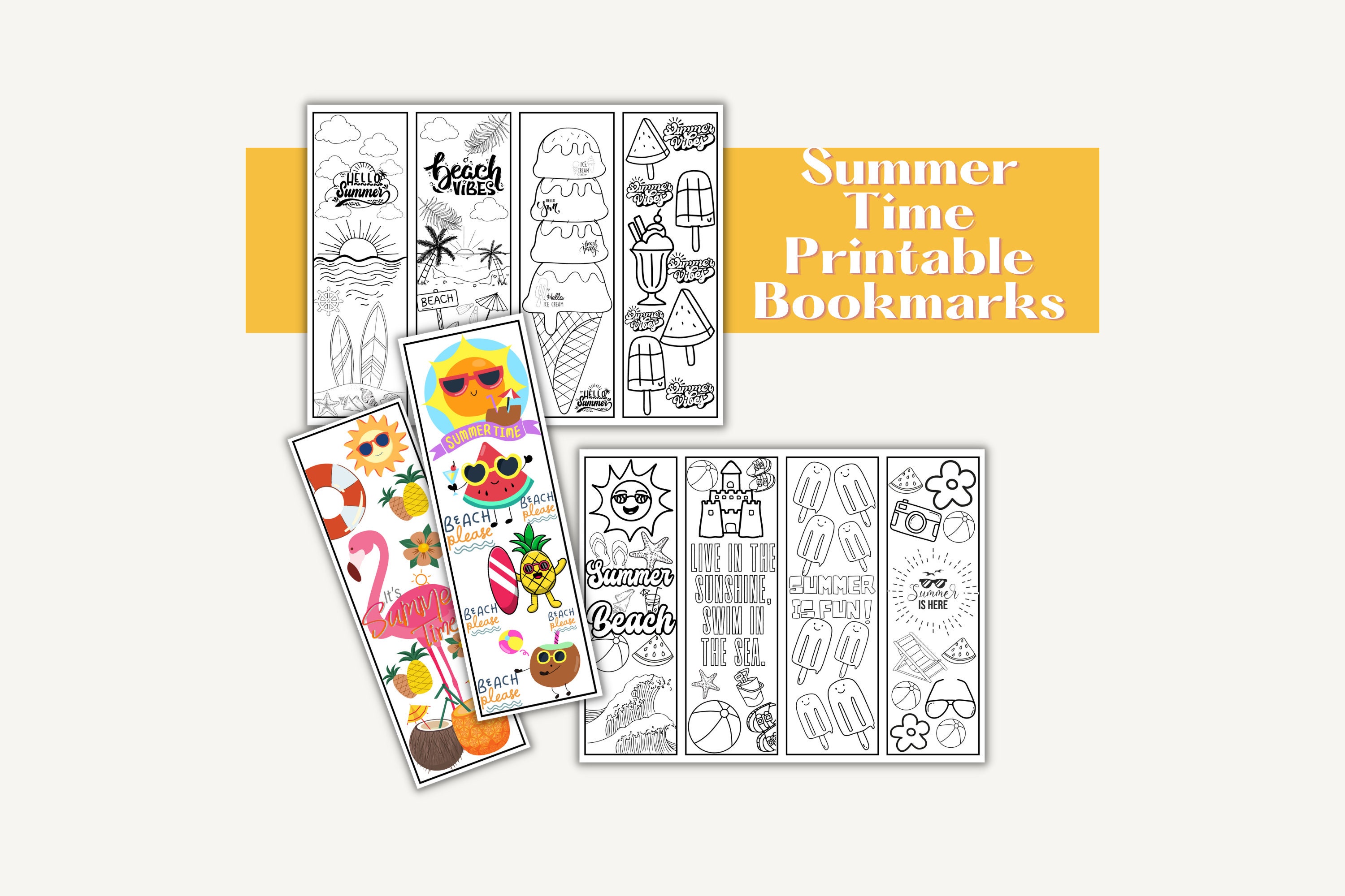 Summer Coloring Printables | Summer Bookmarks Printables | Printable ...