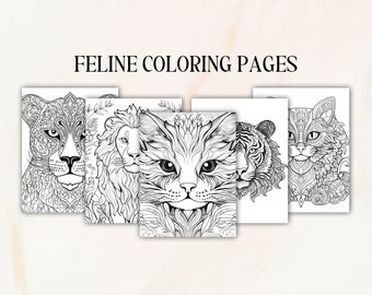 Cat Coloring Pages Printable | Adult Coloring Pages Cats | Cat Coloring Book | Adult Coloring Page | Cat Mandala Coloring Pages