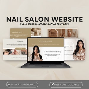 Nail Tech Website | Nail Tech Acuity | Canva templates | Nail Booking Website | Nail Salon Website Canva Template | Nail Business Website