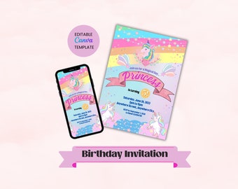 Unicorn Invitation Instant Download | Unicorn Party Invitation Download | Unicorn Birthday Invitation Digital | Unicorn Invitation Party