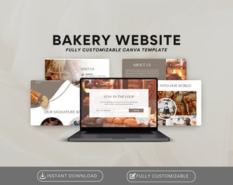 Bakkerij Websitesjabloon Canva | Bakkerijwebsite | Canva-sjabloon | Bakkerij Canva Website | Taartwebsite | Canva Pastry-website | Gebakken goederen