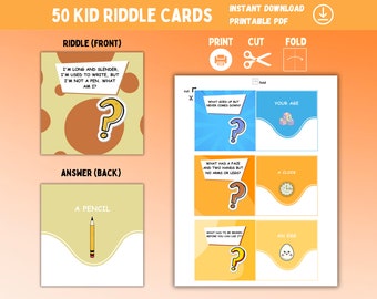 Riddles Cards | Riddle Card | Riddles for Kids | Party Games for Kids | Family Game Night | Riddle Me This | Summer Riddle Game
