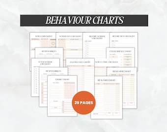 Paquete de gráficos de tareas familiares / Gráfico de tareas y recompensas / Gráfico de tareas para niños PDF / Gráfico de tareas para niños PDF / Gráfico de asignación de rutinas diarias para niños