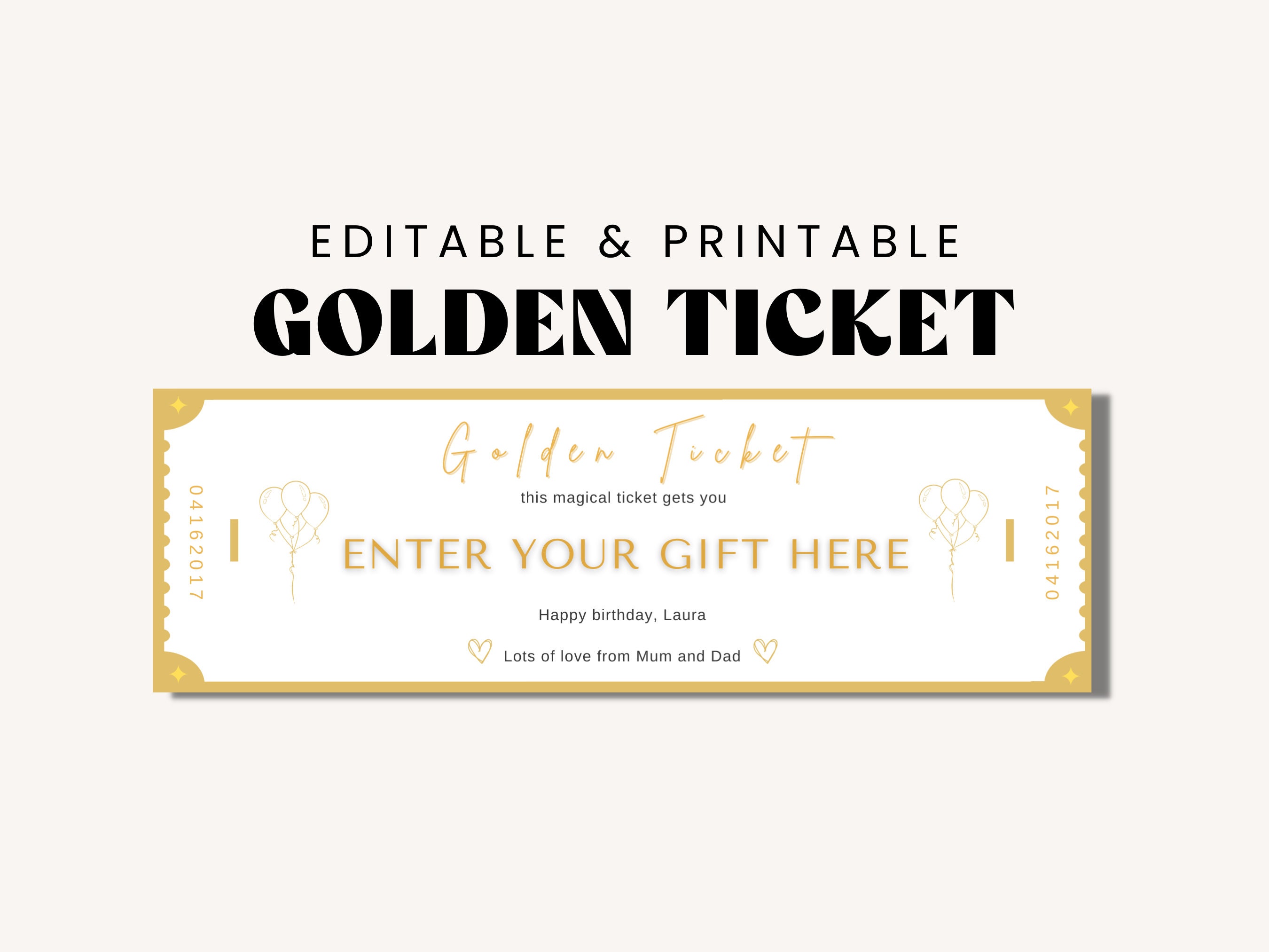 Downloadable Ticket Template Golden Ticket Template Canva Ticket Downloadable Ticket Template Golden Ticket Template Canva Ticket