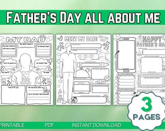 Todo sobre mi papá / Regalo para papá de los niños / Regalo DIY para papá / Regalo del día del padre / Todo sobre papá / Actividad del día del padre / Regalo de cumpleaños para papá