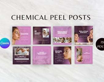 Skincare Instagram | Instagram Template | Chemical Peel Posts | Med Spa Template | Esthetician Template | Skincare Posts | Canva Template