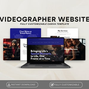 Videographer Website Template | Videographers Canva Website Template | Portfolio Website | Canva Website Template | Videography Website