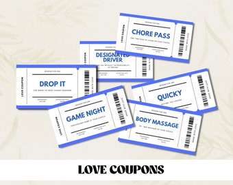 Template for Love Coupons | Love Coupons Book | Printable Love Coupons | Love Coupon Template | Printable Coupons | Love Coupon for Him