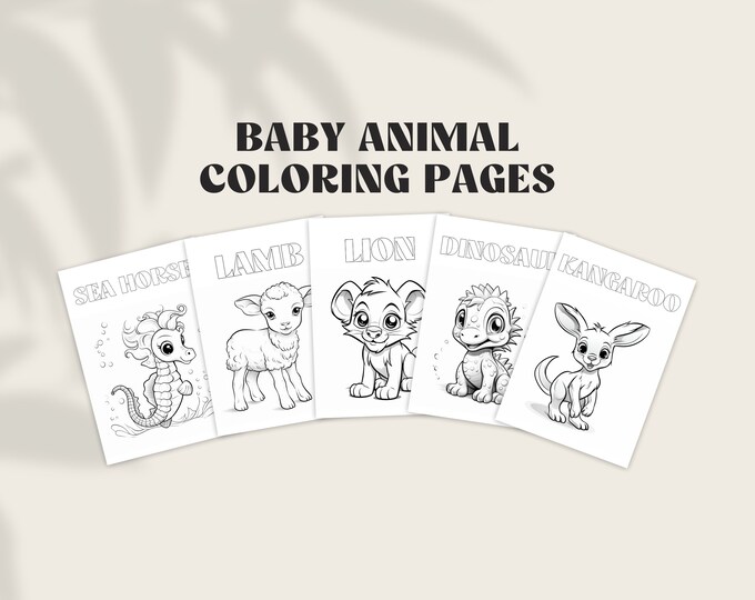 40 Baby Animal Coloring Pages - Adult and Kids Grayscale Coloring Book ...