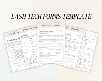 Paquete de formularios de extensión de pestañas / Formularios de extensión de pestañas / Formulario de consentimiento de pestañas / Formularios de admisión del cliente / Formularios de pestañas / Consulta de pestañas
