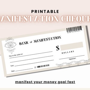 Printable Checks | Editable Checks | Manifestation Checks | Vision Board Checks | Law of Attraction | Manifestation Cheques | Manifest Money