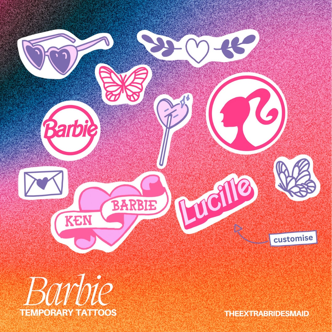 Barbie Temporary Tattoo Flash Pack Barbie Theme Party Etsy