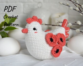 DIY PDF crochet amigurumi pattern Easter Chickens | Crochet hens tutorial | Crochet eggs pattern